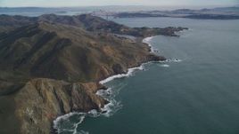 5K aerial stock footage of the Marin Headlands, San Francisco in the  distance, Marin County, California Aerial Stock Footage | DFKSF06_152