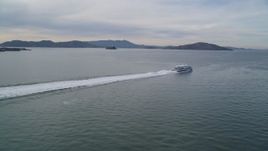 5K aerial stock footage of tracking a ferry cruising on the San Francisco Bay, California Aerial Stock Footage | DFKSF06_177