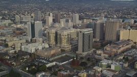 5K aerial stock footage of approaching federal and office buildings in Downtown Oakland, California Aerial Stock Footage | DFKSF06_188