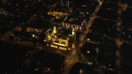 5K aerial stock footage orbit St. Ignatius Church in the Inner Richmond District, San Francisco, California, night Aerial Stock Footage | DFKSF07_045