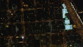 5K aerial stock footage of a bird's eye view of North Beach apartment, San Francisco, California, night Aerial Stock Footage | DFKSF07_069