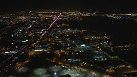 5K aerial stock footage of light traffic on the 880 freeway, Oakland, California, night Aerial Stock Footage | DFKSF07_089
