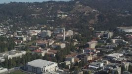5K aerial stock footage of an approach to Sather Tower at the University of California Berkeley, California Aerial Stock Footage | DFKSF08_005