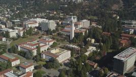 5K aerial stock footage circle around Sather Tower, University of California Berkeley, Berkeley, California Aerial Stock Footage | DFKSF08_010
