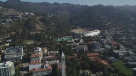 5K aerial stock footage of flying by University of California Berkeley and stadium, California Aerial Stock Footage | DFKSF08_016