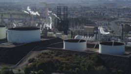 5K aerial stock footage of flying by the ConocoPhillips Oil Refinery, Rodeo, California Aerial Stock Footage | DFKSF08_027