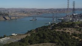 5K aerial stock footage of the Carquinez Bridge and Carquinez Strait, Crockett, Vallejo, California Aerial Stock Footage | DFKSF08_033