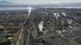 5K aerial stock footage of flying by the Valero Oil Refinery, Benicia, California Aerial Stock Footage | DFKSF08_047