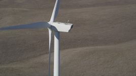 5K aerial stock footage of flying by windmills at Shiloh Wind Power Plant, Montezuma Hills, California Aerial Stock Footage | DFKSF08_083