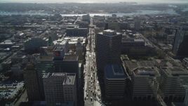 5K aerial stock footage of tilting from Broadway to a wider view of the city, Downtown Oakland, California Aerial Stock Footage | DFKSF09_015