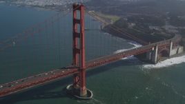 5K aerial stock footage of light traffic on the Golden Gate Bridge, San Francisco, California Aerial Stock Footage | DFKSF09_035