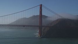 5K aerial stock footage of passing the Marin side of Golden Gate Bridge, San Francisco, California Aerial Stock Footage | DFKSF09_039
