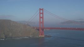 5K aerial stock footage approach the Marin side of iconic Golden Gate Bridge, San Francisco, California Aerial Stock Footage | DFKSF09_041