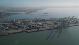 5K aerial stock footage flyby the Port of Oakland, California Aerial Stock Footage | DFKSF09_055