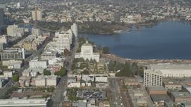 5K aerial stock footage of flying by Lake Merritt and Downtown Oakland, California Aerial Stock Footage | DFKSF09_058