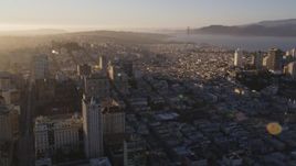 5K aerial stock footage fly over Russian Hill, approach Marina District in San Francisco, California, sunset Aerial Stock Footage | DFKSF10_001