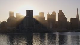 5K aerial stock footage of flying by the city's skyscrapers in Downtown San Francisco, California, sunset Aerial Stock Footage | DFKSF10_005