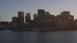 5K aerial stock footage of waterfront skyscrapers and Ferry Building in Downtown San Francisco, California at sunset Aerial Stock Footage | DFKSF10_008