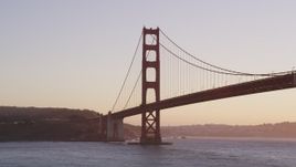 5K aerial stock footage of the Presidio side of iconic Golden Gate Bridge, San Francisco, California, sunset Aerial Stock Footage | DFKSF10_039