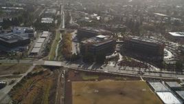 5K aerial stock footage of flying by Googleplex office buildings, Mountain View, California Aerial Stock Footage | DFKSF11_014