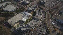 5K aerial stock footage of orbiting Yahoo! Campus office buildings, Sunnyvale, California Aerial Stock Footage | DFKSF11_021
