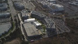 5K aerial stock footage of an orbit of Yahoo! Campus office buildings, Sunnyvale, California Aerial Stock Footage | DFKSF11_022