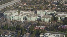 5K aerial stock footage of Valley Green Drive and Apple Headquarters office buildings, Cupertino, California Aerial Stock Footage | DFKSF12_018