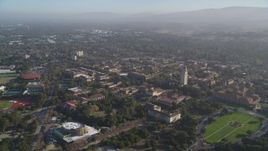 5K aerial stock footage of flying by Stanford University campus in Stanford, California Aerial Stock Footage | DFKSF12_020