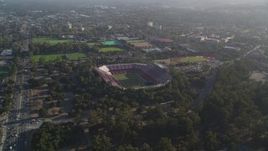 5K aerial stock footage of flying by Stanford University, revealing Stanford Stadium, Stanford, California Aerial Stock Footage | DFKSF12_021