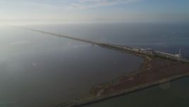 5K aerial stock footage of the San Mateo Bridge, Hayward, California Aerial Stock Footage | DFKSF12_038