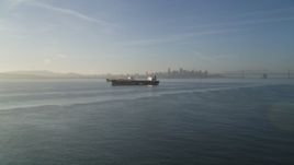 5K aerial stock footage of two oil tankers on San Francisco Bay, San Francisco, California Aerial Stock Footage | DFKSF13_002