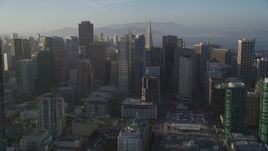 5K aerial stock footage of tilting from South of Market, revealing Downtown San Francisco skyscrapers, California Aerial Stock Footage | DFKSF13_013
