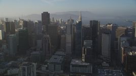 5K aerial stock footage of approaching city skyscrapers in Downtown San Francisco, California Aerial Stock Footage | DFKSF13_014