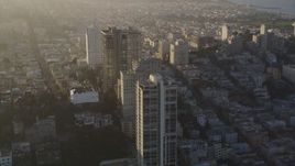 5K aerial stock footage of flying by Russian Hill apartment buildings, San Francisco, California Aerial Stock Footage | DFKSF13_030
