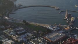 5K aerial stock footage of flying over historic ships at Hyde Street Pier, Russian Hill, San Francisco, California Aerial Stock Footage | DFKSF13_031