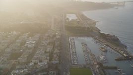 5K aerial stock footage of flying over Marina District, tilt to apartment buildings, San Francisco, California Aerial Stock Footage | DFKSF13_034