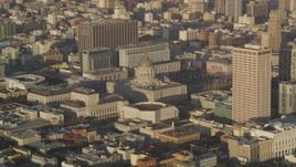 5K aerial stock footage of approaching San Francisco City Hall in Civic Center, San Francisco, California Aerial Stock Footage | DFKSF13_052