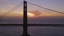 5K aerial stock footage approach and fly over the Golden Gate Bridge in San Francisco, California, twilight Aerial Stock Footage | DFKSF14_029
