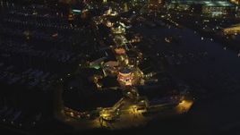 5K aerial stock footage approach and fly over Pier 39 in San Francisco, California, night Aerial Stock Footage | DFKSF14_062