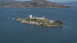 5K aerial stock footage of flying by Alcatraz island prison, San Francisco, California Aerial Stock Footage | DFKSF15_019