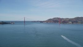 5K aerial stock footage of approaching the world famous Golden Gate Bridge, San Francisco, California Aerial Stock Footage | DFKSF15_021