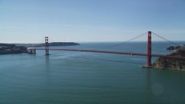 5K aerial stock footage of a view of the famous Golden Gate Bridge, San Francisco, California Aerial Stock Footage | DFKSF15_026