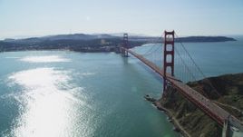5K aerial stock footage of flying by the Golden Gate Bridge with light traffic, San Francisco, California Aerial Stock Footage | DFKSF15_028