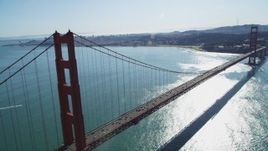 5K aerial stock footage of flying by Golden Gate Bridge with light traffic, San Francisco, California Aerial Stock Footage | DFKSF15_029
