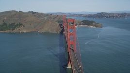 5K aerial stock footage of flying by the Golden Gate Bridge with light traffic, San Francisco, California Aerial Stock Footage | DFKSF15_033