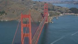 5K aerial stock footage of flying by the Golden Gate Bridge with light traffic, San Francisco, California Aerial Stock Footage | DFKSF15_034
