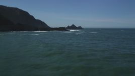 5K aerial stock footage tilt from the ocean to reveal rock formations, Pacifica, California Aerial Stock Footage | DFKSF15_055