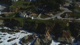 5K aerial stock footage of flying by the Point Montara Lighthouse, Montara, California Aerial Stock Footage | DFKSF15_065
