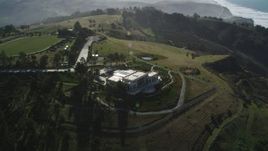 5K aerial stock footage approach an isolated mansion on a hilltop near the coast, San Gregorio, California Aerial Stock Footage | DFKSF15_086
