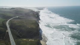 5K aerial stock footage tilt from Highway 1 and fly over coastal cliffs, Pescadero, California Aerial Stock Footage | DFKSF15_093